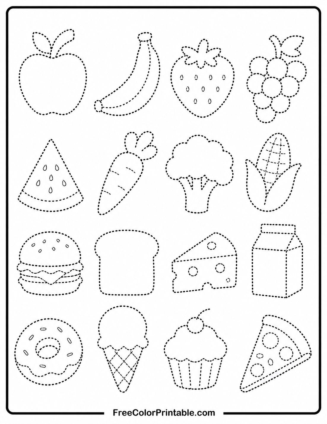 Food Tracing Worksheet For Kids
